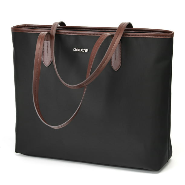 Brown Vintage Leather Laptop Tote Shoulder Bag for Women Fits 14 Inch Computer Teacher Work Travel Large Handbags 